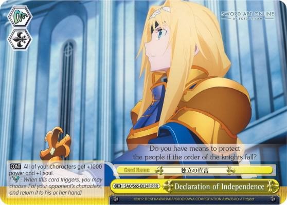 Declaration of Independence RRR SAO/S65-E024R RRR Sword Art Online -Alicization- Card