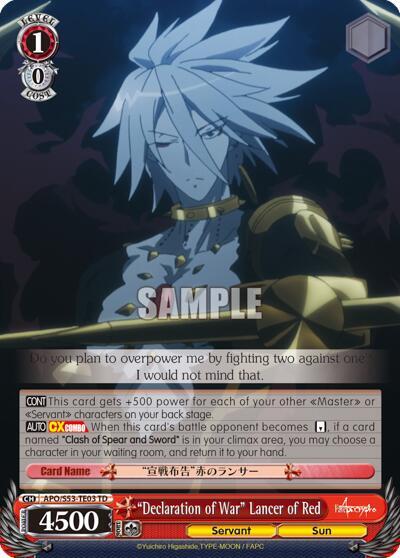 Declaration of War Lancer of Red APO/S53-TE03 TD Fate/Apocrypha Card