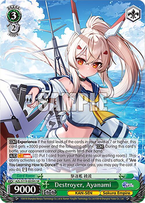 Destroyer Ayanami SR AZL/S119-E039S SR Azur Lane Vol. 2 Card