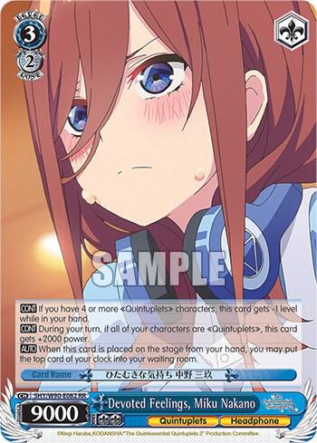 Devoted Feelings Miku Nakano 5HY/W90-E082 RR The Quintessential Quintuplets 2 Card