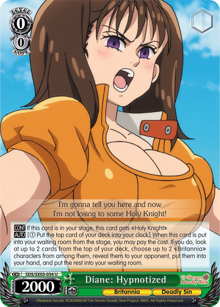 Diane Hypnotized SDS/SX03-034 U The Seven Deadly Sins Card
