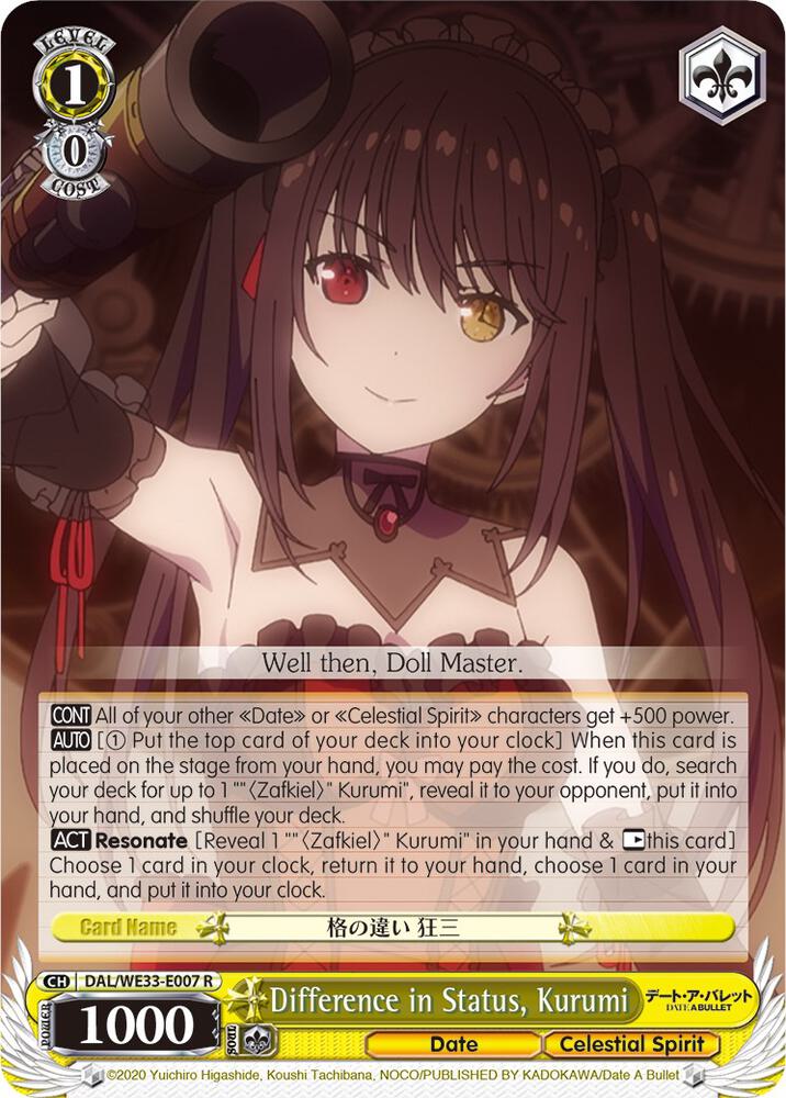 Difference in Status Kurumi DAL/WE33-E007 R Date A Bullet Card
