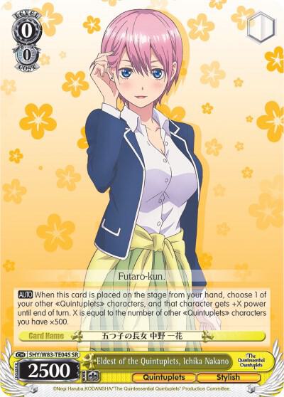 Eldest of the Quintuplets Ichika Nakano SR 5HY/W83-TE04S SR The Quintessential Quintuplets Card