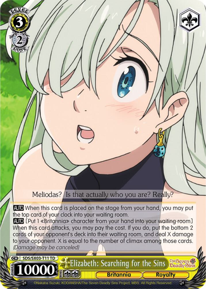 Elizabeth Searching for the Sins SDS/SX03-T11 TD The Seven Deadly Sins Card
