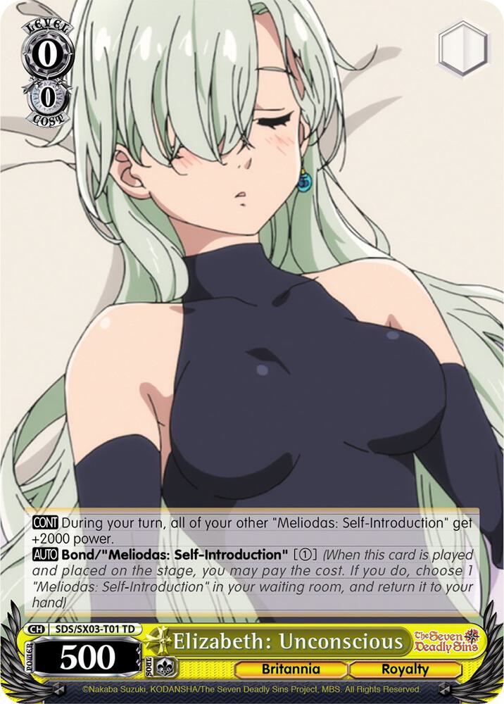 Elizabeth Unconscious SDS/SX03-T01 TD The Seven Deadly Sins Card