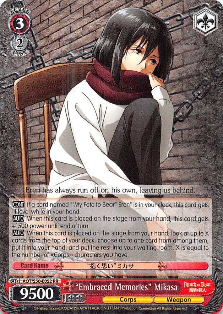 Embraced Memories Mikasa AOT/S50-E052 RR Attack on Titan Vol. 2 Card