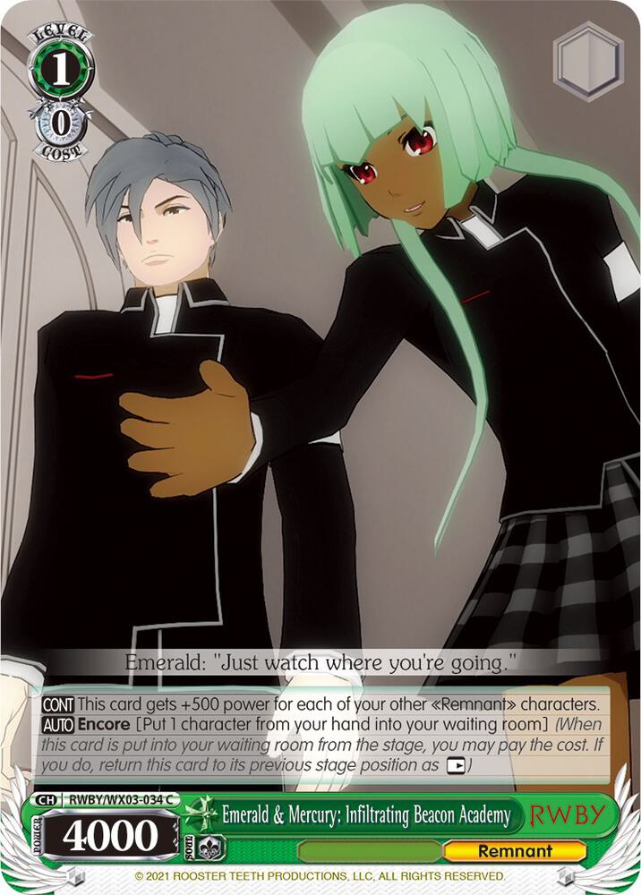 Emerald and Mercury Infiltrating Beacon Academy RWBY/WX03-034 C RWBY Card
