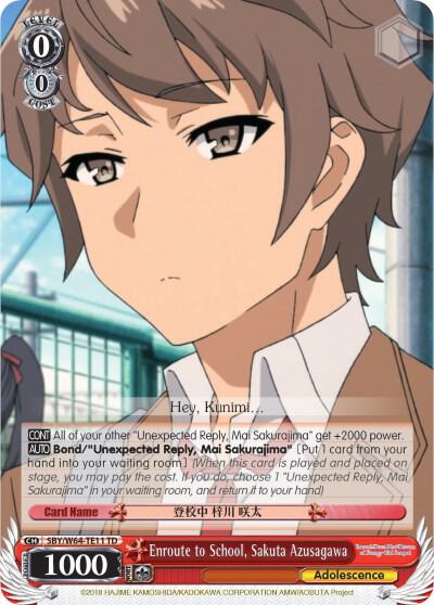 Enroute to School Sakuta Azusagawa SBY/W64-TE11 TD Rascal Does Not Dream of Bunny Girl Senpai Card