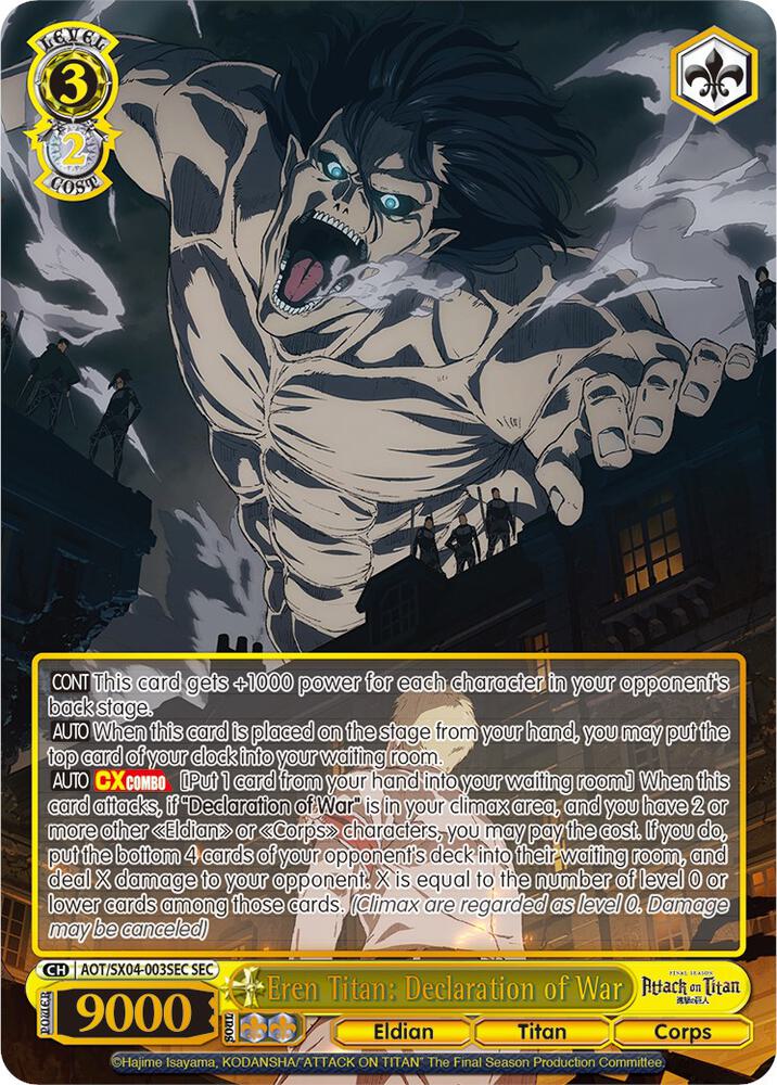 Eren Titan Declaration of War SEC AOT/SX04-003SEC SEC Attack On Titan: Final Season Card