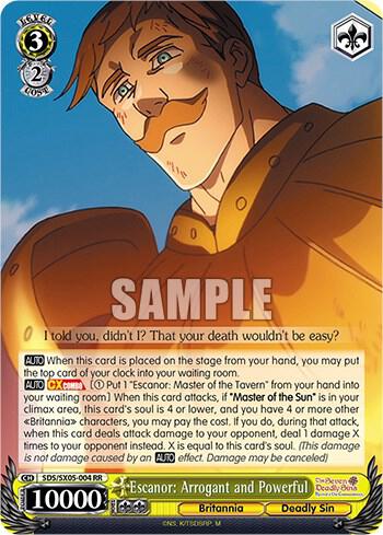 Escanor Arrogant and Powerful SDS/SX05-004 RR The Seven Deadly Sins: Revival of The Commandments Card