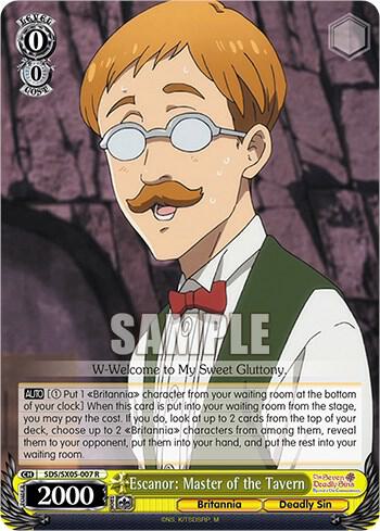 Escanor Master of the Tavern SDS/SX05-007 R The Seven Deadly Sins: Revival of The Commandments Card