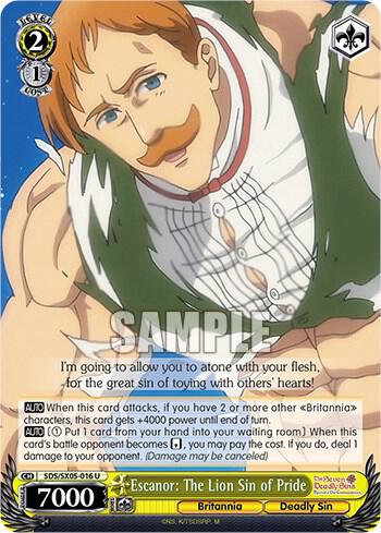 Escanor The Lion Sin of Pride SDS/SX05-016 U The Seven Deadly Sins: Revival of The Commandments Card
