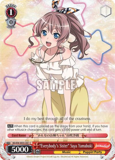 Everybodys Sister Saya Yamabuki BD/EN-W03-081 C BanG Dream! Girls Band Party! MULTI LIVE Card