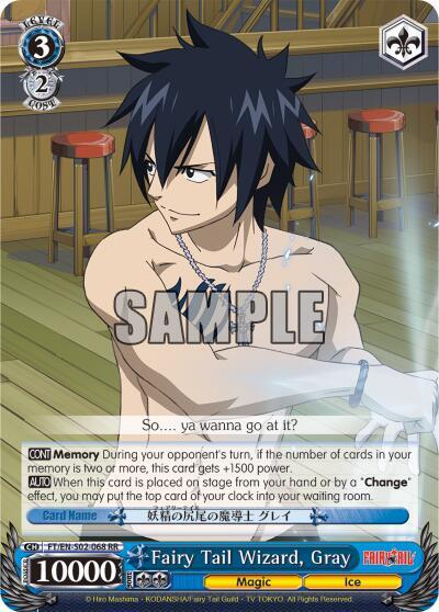 Fairy Tail Wizard Gray FT/EN-S02-068 RR Fairy Tail ver.E Card