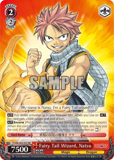 Fairy Tail Wizard Natsu FT/EN-S02-053 RR Fairy Tail ver.E Card