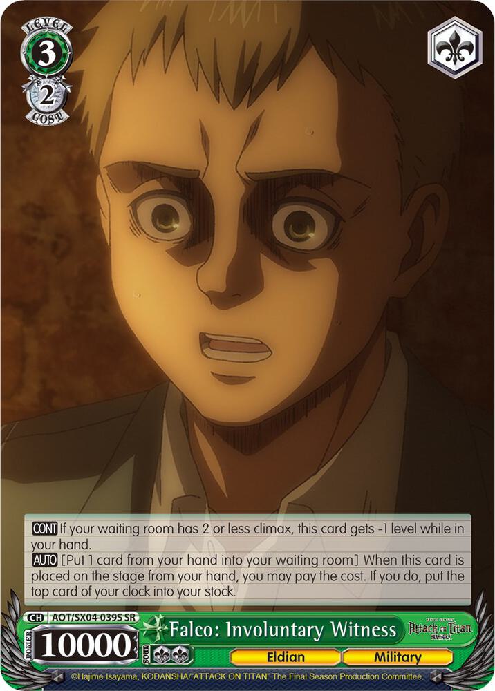 Falco Involuntary Witness SR AOT/SX04-039S SR Attack On Titan: Final Season Card