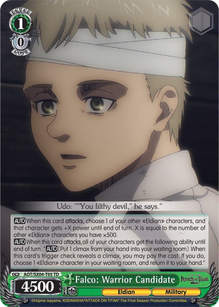 Falco Warrior Candidate AOT/SX04-T05 TD Attack On Titan: Final Season Card