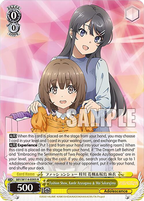 Fashion Show Kaede Azusagawa and Mai Sakurajima SBY/W114-E005 R Rascal Does Not Dream Series Card