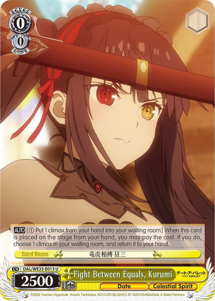 Fight Between Equals Kurumi DAL/WE33-E013 U Date A Bullet Card