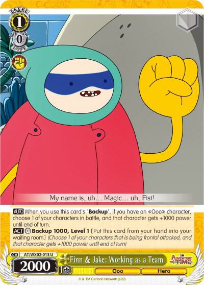 Finn and Jake Working as a Team AT/WX02-013 U Adventure Time Card