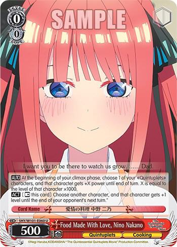 Food Made With Love Nino Nakano 5HY/W101-E060 U The Quintessential Quintuplets Movie Card