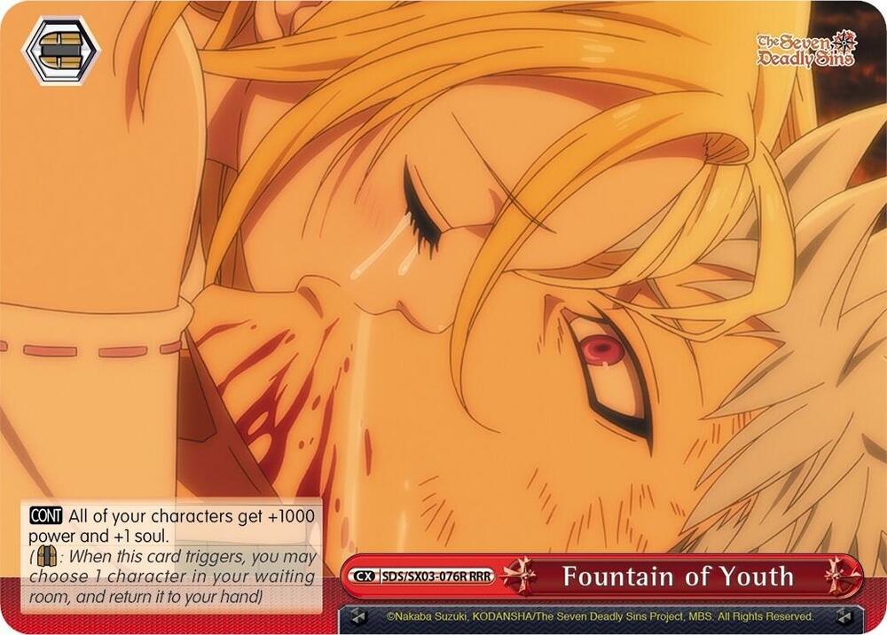Fountain of Youth RRR SDS/SX03-076R RRR The Seven Deadly Sins Card