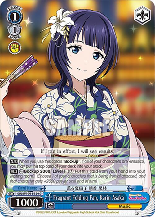 Fragrant Folding Fan Karin Asaka SIN/W109-E129 C Love Live! School idol festival 2 MIRACLE LIVE! Card