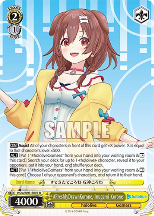 FreshlyDrawnKorone Inugami Korone HOL/W91-E007 R hololive production Card