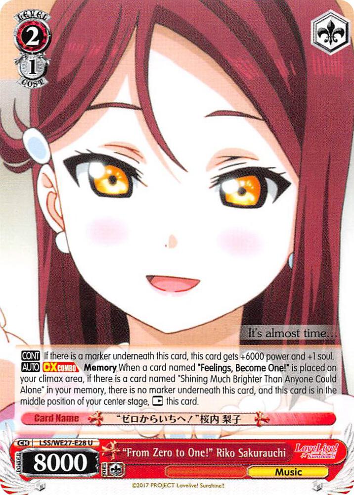 From Zero to One Riko Sakurauchi LSS/WE27-E28 U Love Live! Sunshine!! Extra Booster Card