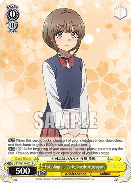 Fukashigi no Carte Kaede Azusagawa SBY/W114-E011 U Rascal Does Not Dream Series Card
