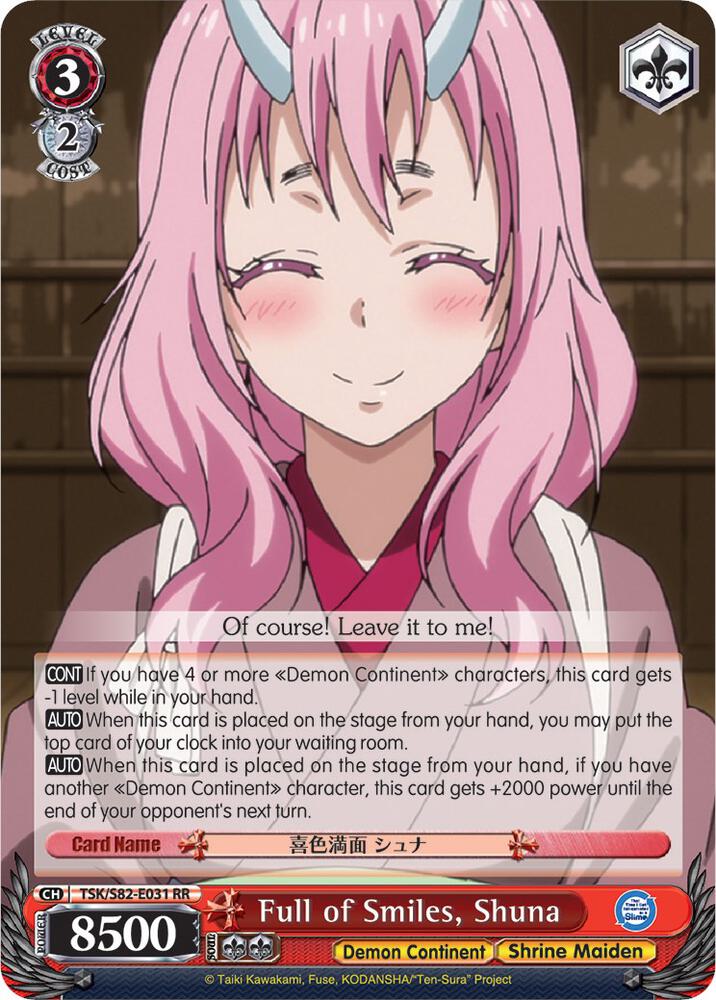 Full of Smiles Shuna TSK/S82-E031 RR That Time I Got Reincarnated as a Slime Vol.2 Card
