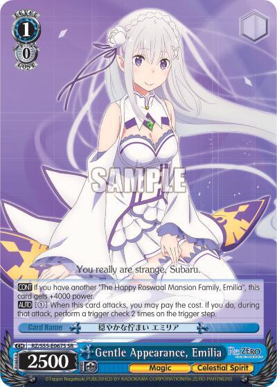 Gentle Appearance Emilia SR RZ/S55-E067S SR Re:ZERO Vol.2 Card