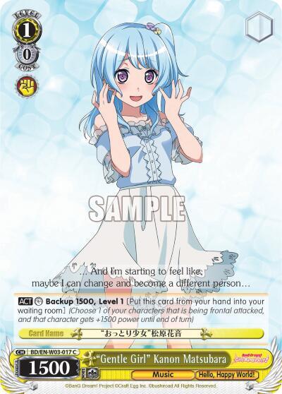 Gentle Girl Kanon Matsubara BD/EN-W03-017 C BanG Dream! Girls Band Party! MULTI LIVE Card