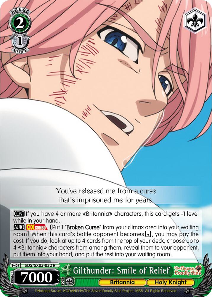 Gilthunder Smile of Relief SDS/SX03-032 R The Seven Deadly Sins Card