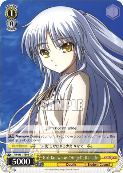 Girl Known as Angel Kanade AB/W31-TE06 TD Angel Beats! Re:Edit Card