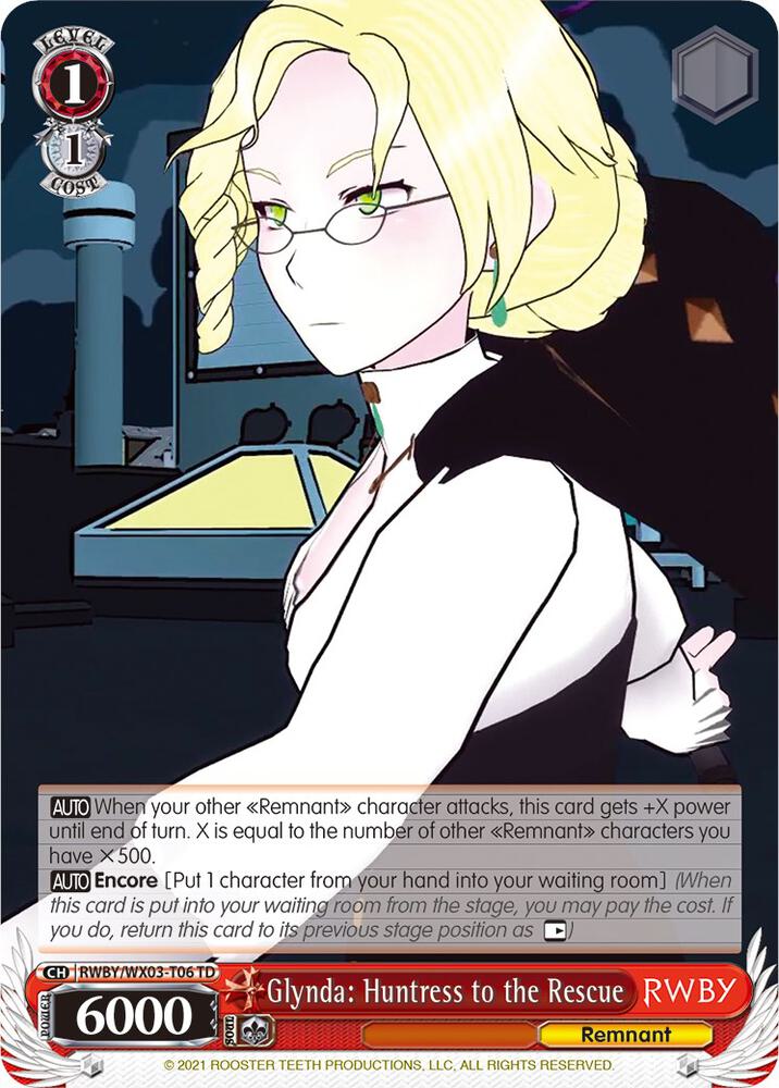 Glynda Huntress to the Rescue RWBY/WX03-T06 TD RWBY Card
