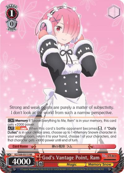 Gods Vantage Point Ram RZ/S68-E015 RR Re:ZERO Memory Snow Card