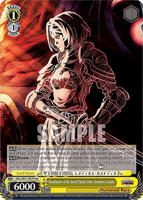 Grandmaster of the Sacred Paladin Order Remedios Custodio HU OVL/SE51-E07H HU Nazarick: Tomb of the Undead Vol.3 Extra Booster Card