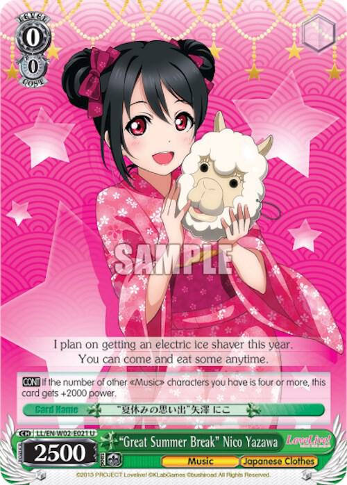 Great Summer Break Nico Yazawa LL/EN-W02-E021 U Love Live! DX Vol.2 Card