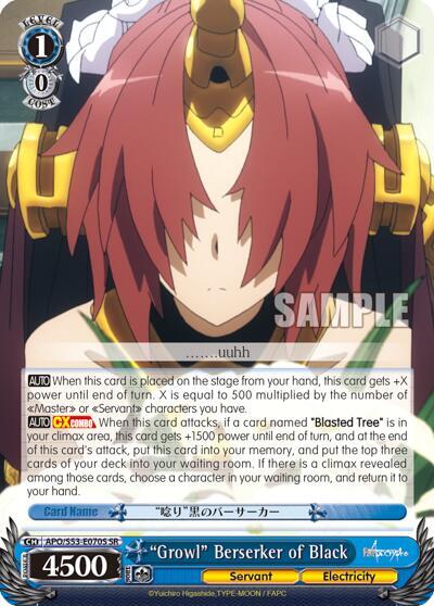 Growl Berserker of Black SR APO/S53-E070S SR Fate/Apocrypha Card