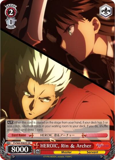 HEROIC Rin and Archer SR FS/S64-E063S SR Fate/stay night [Heaven’s Feel] Card