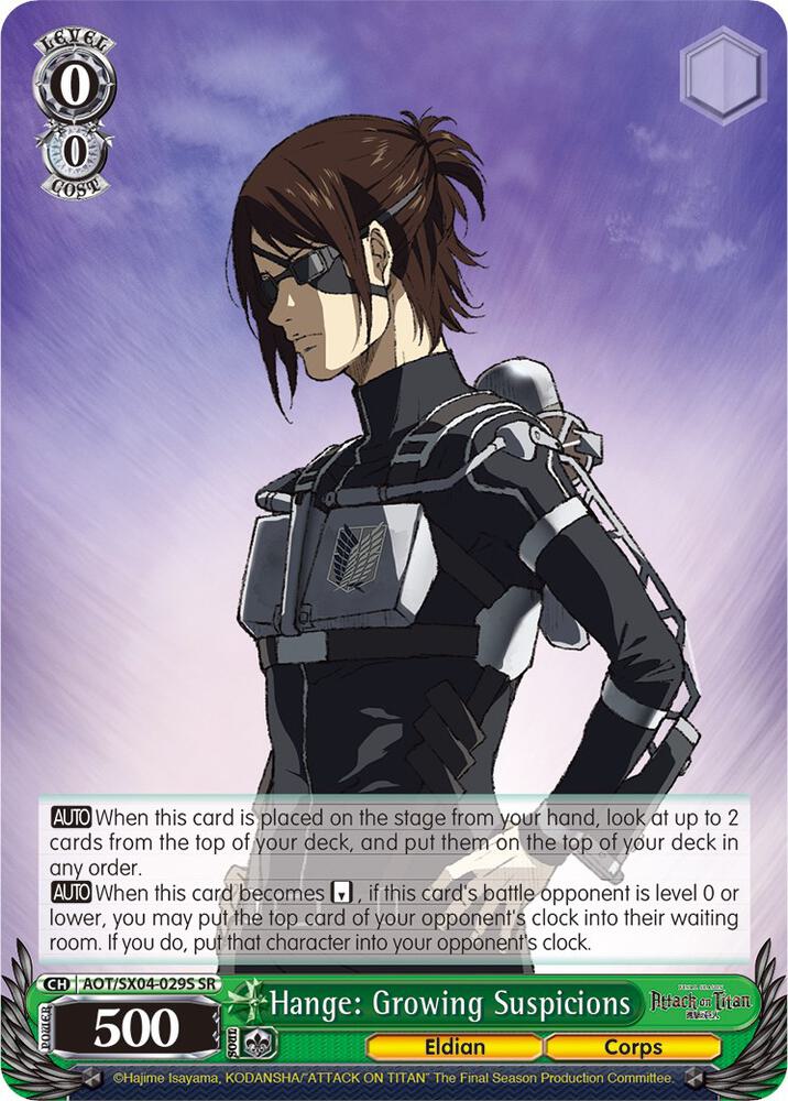 Hange Growing Suspicions SR AOT/SX04-029S SR Attack On Titan: Final Season Card