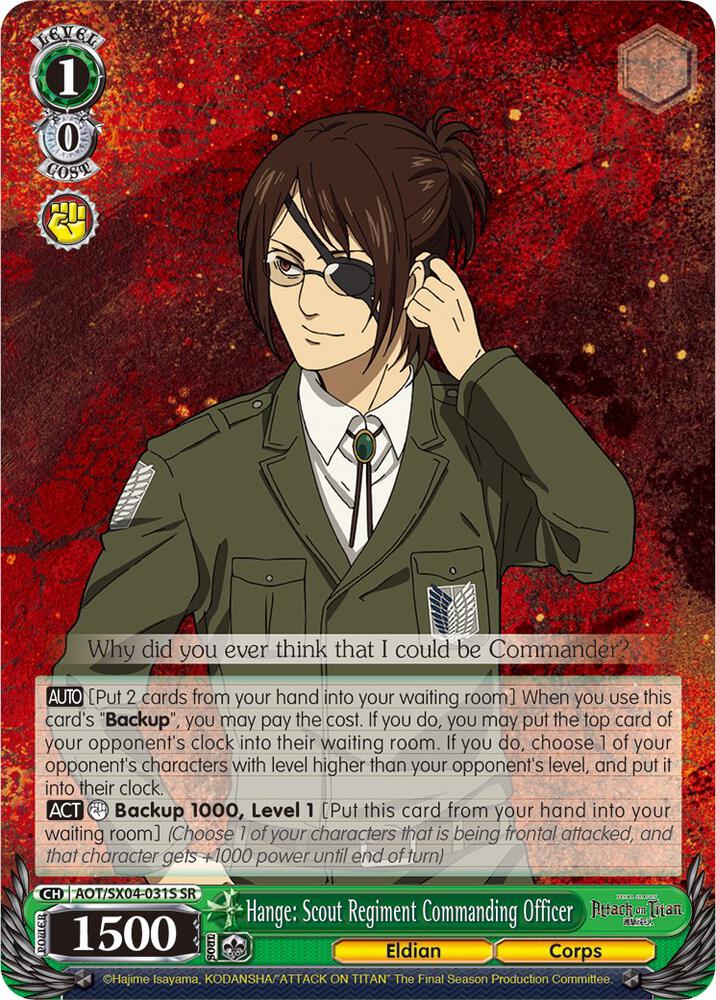 Hange Scout Regiment Commanding Officer SR AOT/SX04-031S SR Attack On Titan: Final Season Card