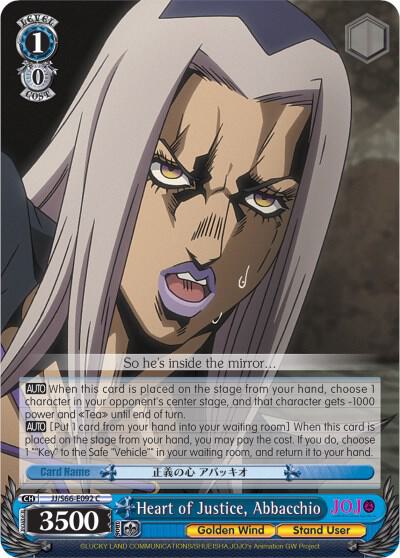 Heart of Justice Abbacchio JJ/S66-E092 C JoJo's Bizarre Adventure: Golden Wind Card