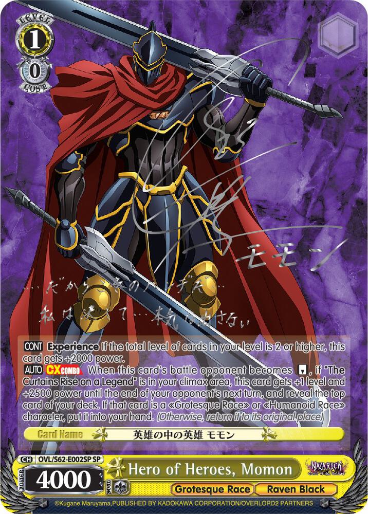 Hero of Heroes Momon SP Silver Signature OVL/S62-E002SP SP Nazarick: Tomb of the Undead Card