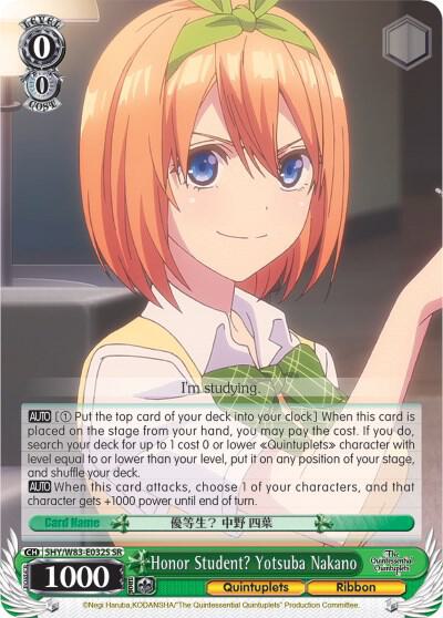 Honor Student Yotsuba Nakano SR 5HY/W83-E032S SR The Quintessential Quintuplets Card