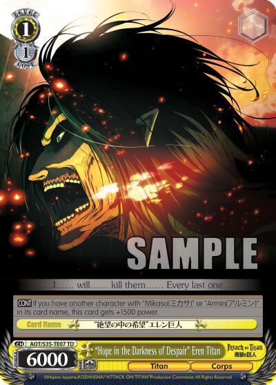 Hope in the Darkness of Despair Eren TItan AOT/S35-TE07 TD Attack on Titan Card