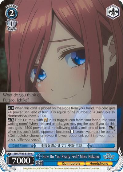 How Do You Really Feel Miku Nakano 5HY/W83-E130 C The Quintessential Quintuplets Card