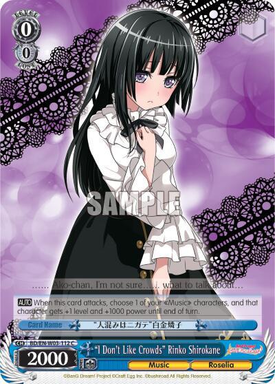 I Dont Like Crowds Rinko Shirokane BD/EN-W03-112 C BanG Dream! Girls Band Party! MULTI LIVE Card