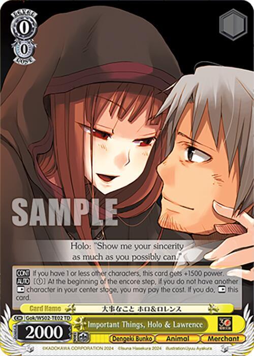 Important Things Holo and Lawrence Gok/WS02-TE02 TD Dengeki Bunko Card